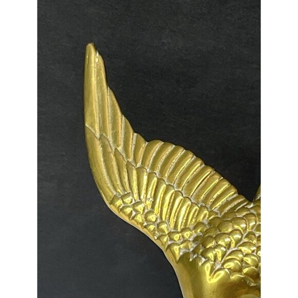 Vintage MCM Brass Flying Bird Crane or Heron On Painted Brass Stand 6.5” Tall - Picture 3 of 14